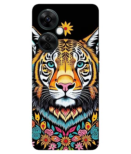Image of ''Tiger''- (Flowers Art) Printed Hard Mobile Back Cover & Case for OnePlus Nord CE 3 Lite 5G, Designer | Protective & Premium Cover & Case