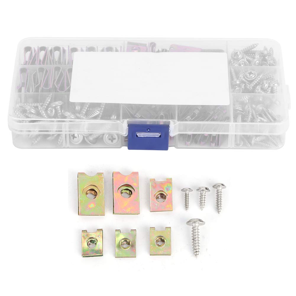 Cocoarm 100 Piezas de Clips u Tuercas de Tuercas de Surtido de Retenedor de Autoportador de Vehículo de Sujetador Interior con Acero de 65 Mn y 304 Tornillos SS para Motocicletas Autos