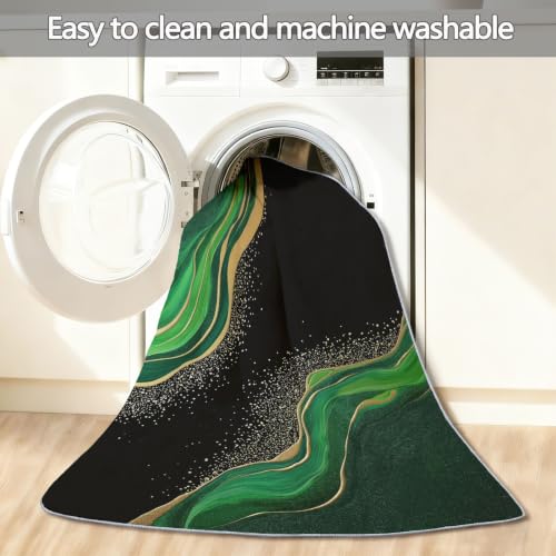 Tapis de couloir 80x240 cm vert et or pour une décoration chic de salon ou de cuisine
