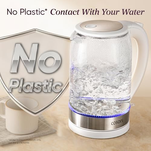 Image of Cosori Electric Kettle, No Plastic Contact with Water, 1.7L, White