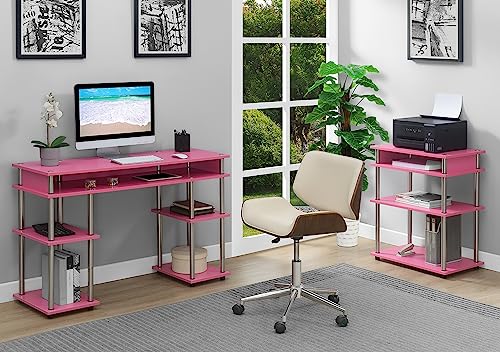 Convenience Concepts Designs2Go Tools Shelves 23.75"-Contemporary Modern Storage Printer Stand For Office Organization, Pink/Chrome #TOP4