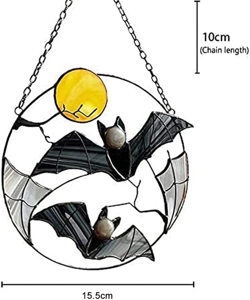 BBABBT Bat Decoration Gothic Window Hangings Sun catcher Flying Under the Moon Art Craft Sun Catcher Window Wall Decor Halloween Decoration - Image 3