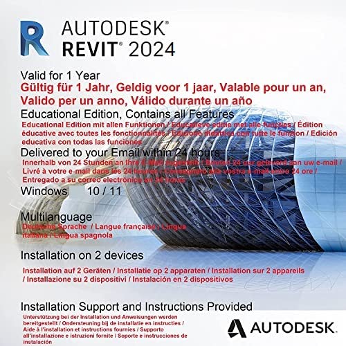 Autodesk Revit 2024 | Licence d'un an | Windows (64 bits uniquement) | Livraison express 24h | Accès au téléchargement inclus