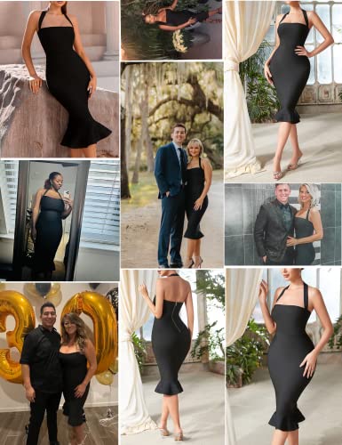 meilun Womens Halter Fishtail Bandage Party Dress Elegant Wedding Guest Dress2