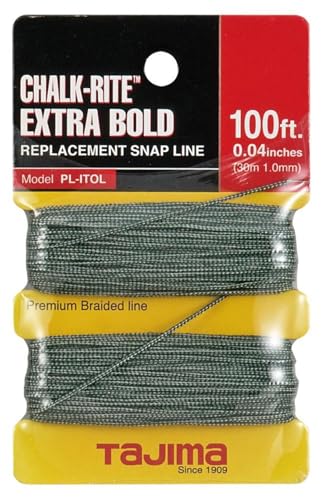 TAJIMA Replacement Snap-Line - 1.0 mm x 100 ft Chalk-Rite Braided String for Extra-Bold & Visible Markings - PL-ITOL