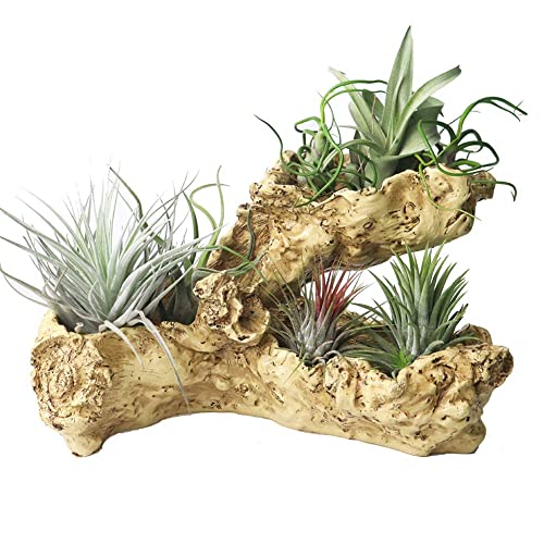 Faux Driftwood Planter Sculpture Multilayer Log Planter Artificial Tree Root Style Flower Pot Holder Stump Planter (Multilayer) #TOP1
