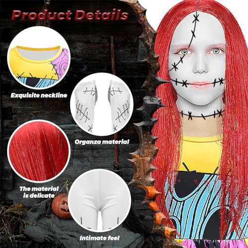 Disfraz Sally para niñas cosplay 5 piezas rojo miniatura 3