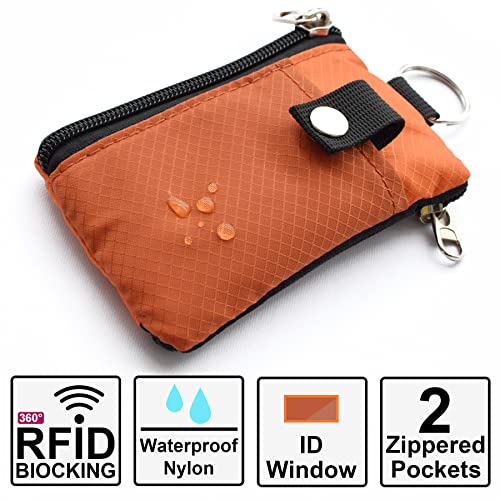 Image of CHENSPRX Minimalist RFID Blocking Small Wallet with ID Window,WaterResistant Zip Id Case Wallet with Lanyard Keychain for Cards,Cash,Travel,Women,Men