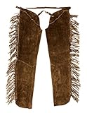 Westernwear Naturleder Chaps mit Fransen braun Lederbeinlinge Lederchaps Chaps für Westernreiten (XX-Large) Braun
