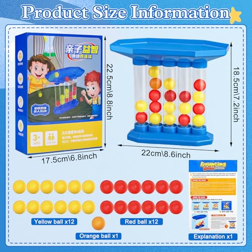 LETTERASHQP Bouncing Ball Tischspiel 4 Gewinnt Bouncing Ball Vier Gewinnt Abprallen Party Spiel Jumping Ball Tabletop Ping Pong Spielballspiel Party Spiele für Kinder Erwachsene