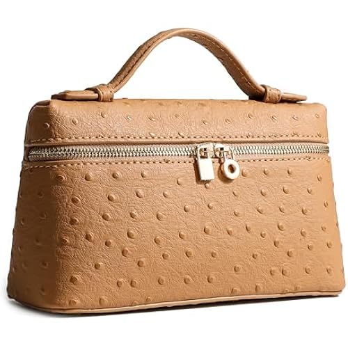 Rejolly Crossbody Bag for Women Small Top-Handle Pouch Purse Shoulder Handbag Synthetic Ostrich Leather Gold Hardware