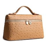 Rejolly Crossbody Bag for Women Small Top-Handle Pouch Purse Shoulder Handbag Synthetic Ostrich Leather Brown (Gold Hardware)