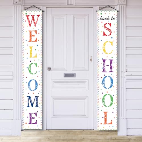 Banner per porta con scritta "Welcome Back to School Deocrations Corlorful White Back to School Banner Sign Door Decor for Kindergarten Elemantry Pre-School Middle High School Aula Decorazioni