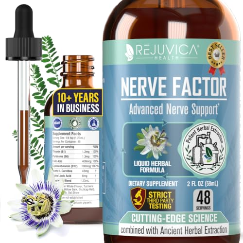 Rejuvica Health NerveFactor - Advanced Nerve Support Supplement - Liquid Delivery for Better Absorption - Acetyl-L-Carnitine, Alpha Lipoic Acid, Vitamin B12, Folic Acid, White Willow Bark & More!