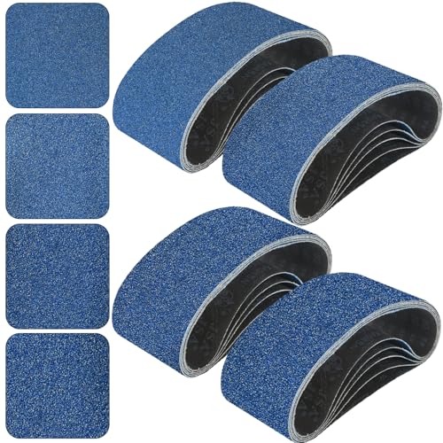 3x18 Inch Sanding Belts 20 Pcs (4 Grit, 5 Each of 40, 60, 80, 120 Grits) Heavy Duty Belt Sander Zirconia Belt Sander Paper for Wood, Metal, Stainless Steel, Automotive, and Furniture