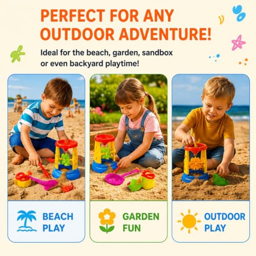 Image of Sand Toys | Beach Toy for Kids | Activity Playset Outdoor & Gardening | Castle Building Plastic Beach Toy Set | Toddlers Garden Tools | Gift for Kid | Sand Castle- Pack of 1