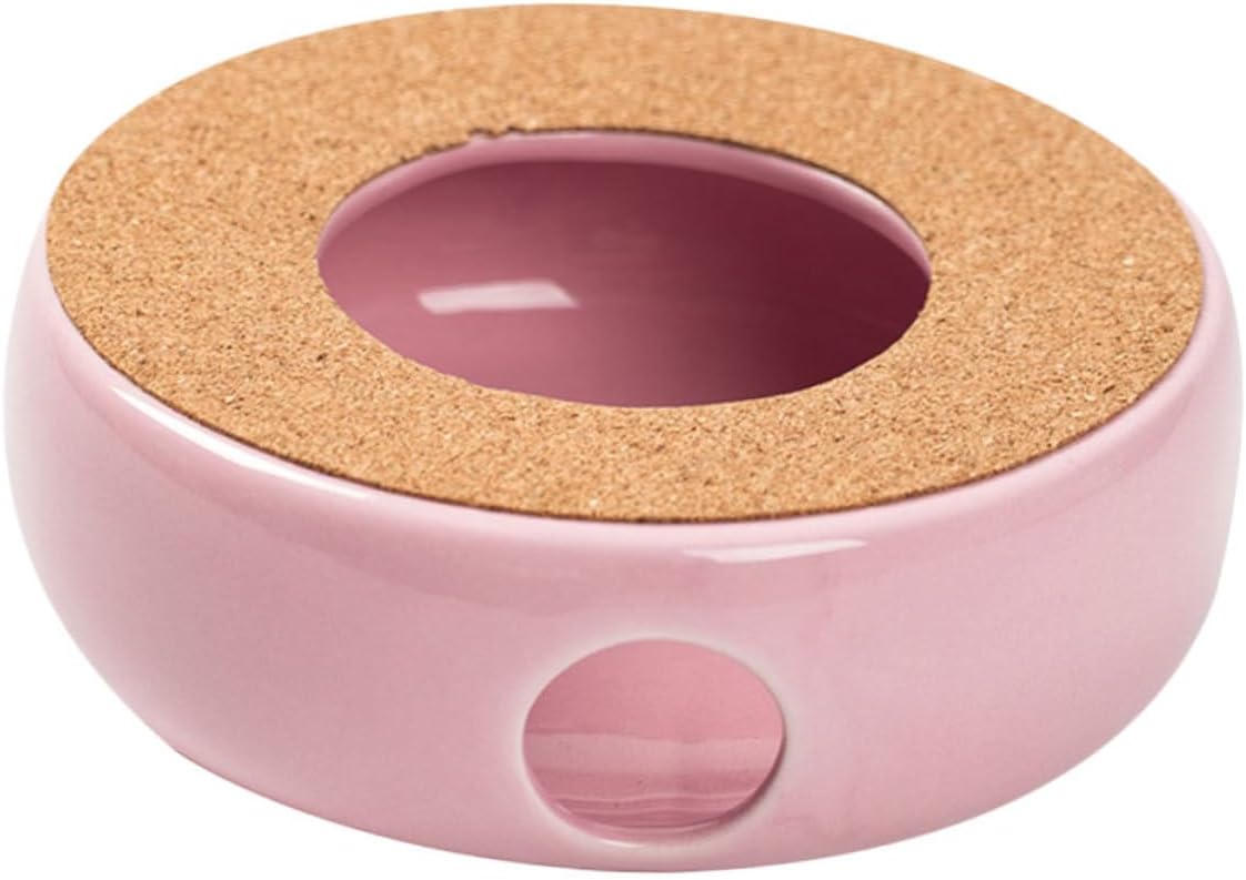 Healifty Ceramic Teapot Warmer in Pink Purple Portable Tea Heater Stove with Smooth Surface Lightweight and Convenient Candle Powered Warmer for Home Tea Heating