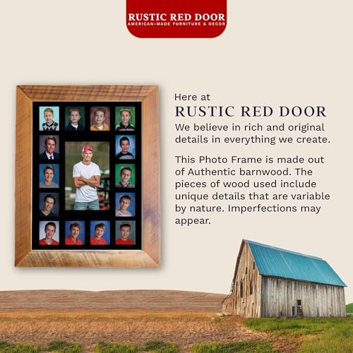 Image of Rustic Red Door Co. School Years Reclaimed Wood Picture Frame with Mat - 11x14 Wooden Framed 15 Photo Collage Mat Pre-School & Kindergarten to 12th Grade High School Graduation (Class of 2024, Black)