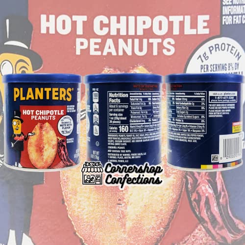Planters Flavored Peanuts Lover's 6 Flavor Variety Pack - Salted Caramel, Cocoa, Smoked, Sea Salt And Vinegar, Hot Chipotle, And Classic - 6 6 Ounce Canisters - With Cornershop Confections Gift Bag #TOP4