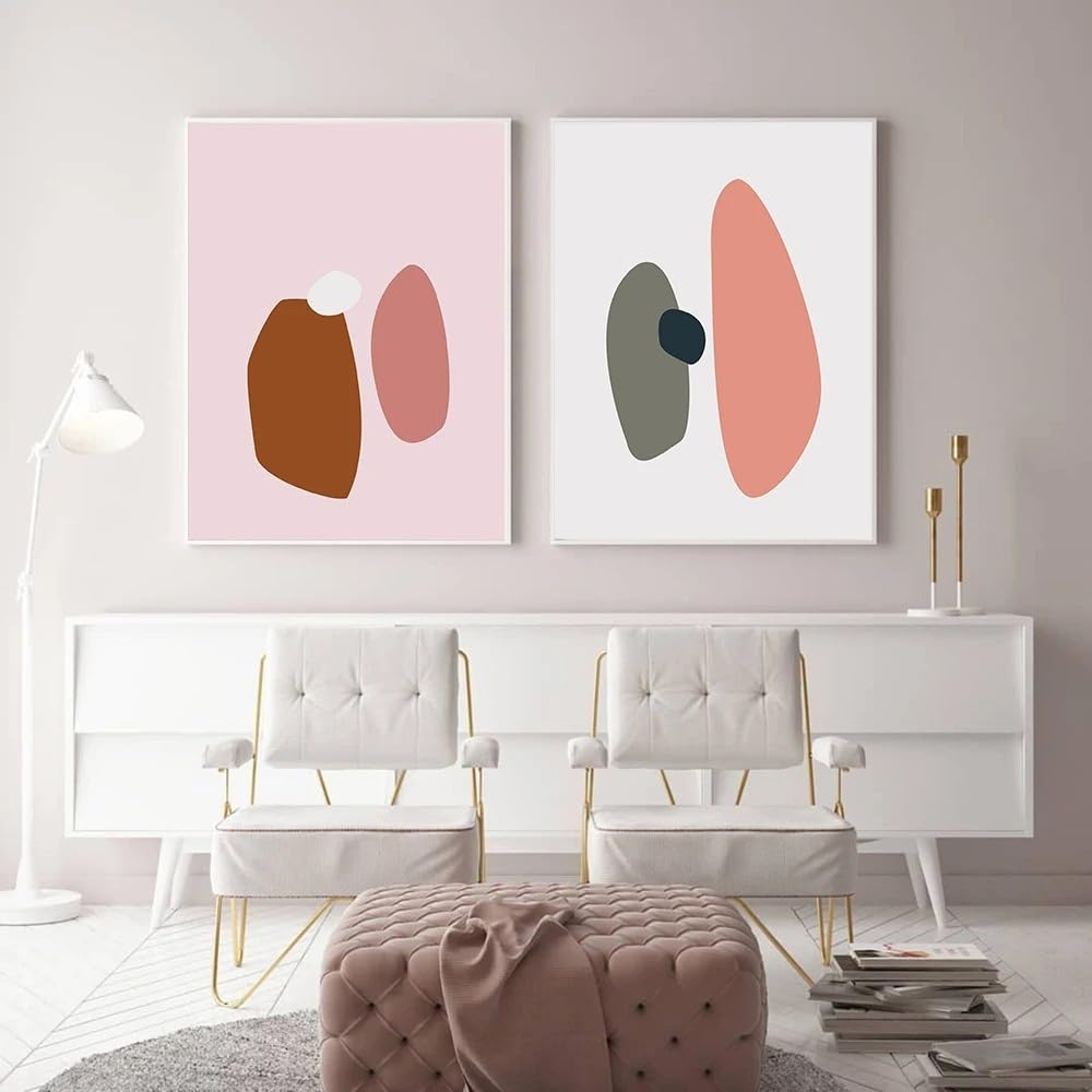 WBYZAC 2 Pieces-Modern Poster Minimalist Colour Art Canvas Painting Art Print Abstract Bedroom Wall Picture for Living Office Room Home Decor-50 * 60cm (No Frame)
