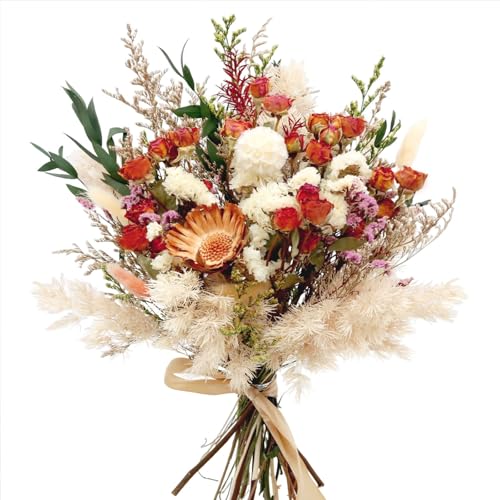 Fymlhomi 17" Dried Flower Bouquets, 100% Natural Dried Flowers with