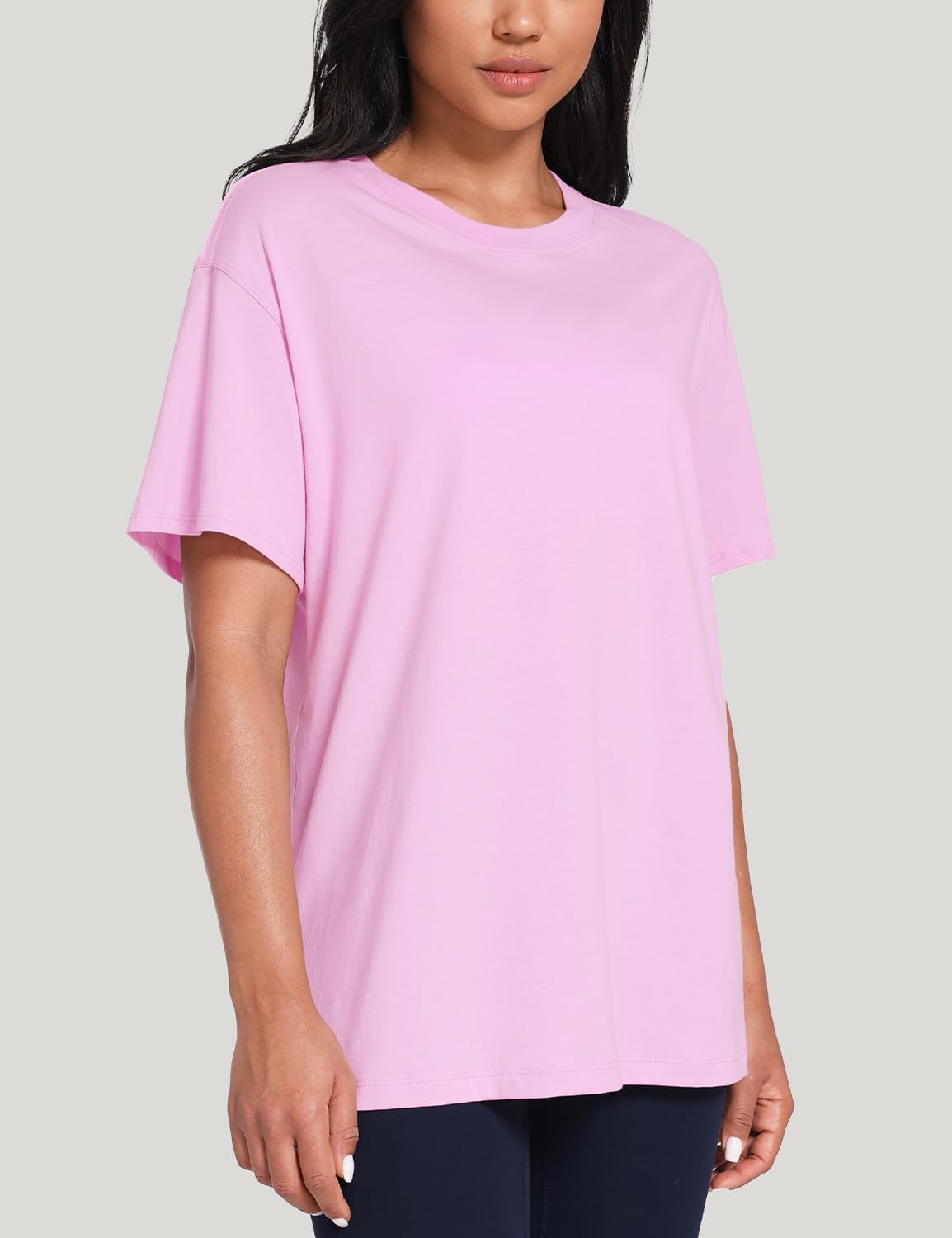 HeyNuts Women's Pima Cotton Short Sleeve Shirts Workout Basic Tee Casual Crew Neck T-Shirts Loose Tops - Image 4