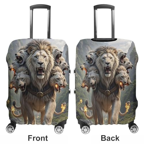 Nine Lions Luggage Cover, Elastic Luggage Protector Fits 19-32in Suitcases, Washable & Anti-Scratch Suitcase Cover for Men Women L3