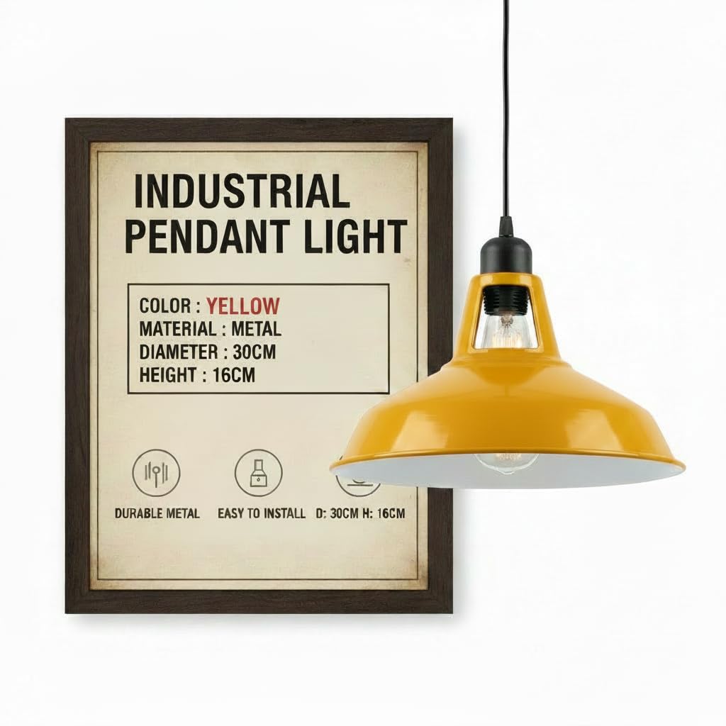 LEDSone Retro Ceiling Hanging Pendant Lamp with Yellow Metal Shade โ image 1