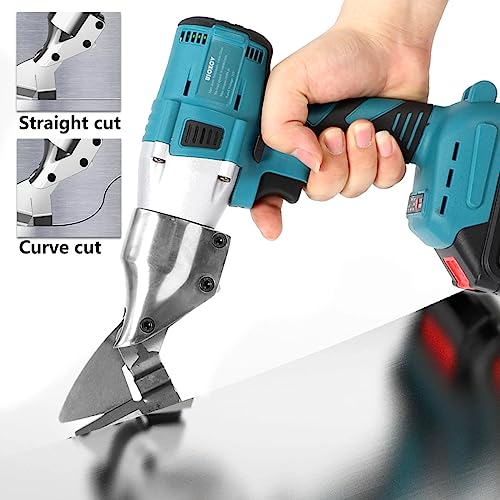Image of Electric Metal Scissors, Cordless Metal Shears for Cutting Sheet, Iron, Upholstery, Carpet, Leather, Cardboard with 2pcs 3000mAh Batteries, Charger, Carry Case