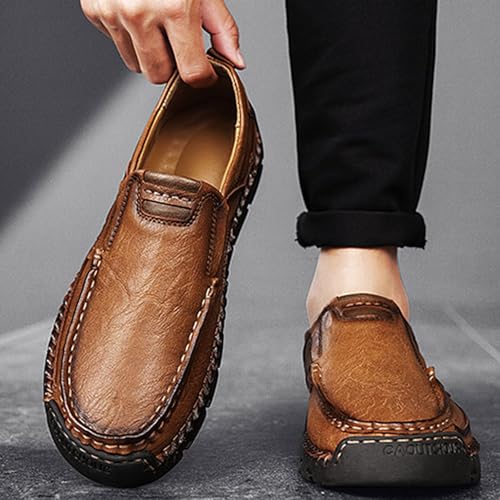 Matufit Men's Handcrafted Cowhide Orthopedic Loafers - Wide Toe Box, Comfortable Non-Slip Driving Loafers4
