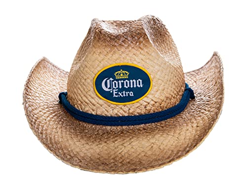 Mens Corona Extra Straw Beach Cowboy Hat with Curved Brim Tan