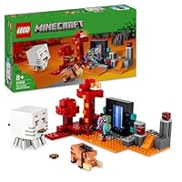 LEGO Minecraft The Nether Portal Ambush Toy - Building Set with an Orc Warrior Figure and Mobs incl. a Ghast & 2 Magma Cubes - Gaming Gift for 8+ Year Old Boys & Girls - 21255