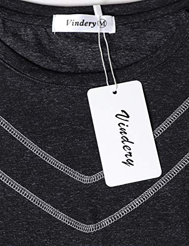 Vindery Women Quick-Dry Line Decor Front Yoga Workout Shirts Athletic Gym Loose Fit Tops3