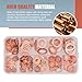 Zosgrew 200 PCS Car Copper Crush Metric Washers Assortment Kit, 9 Sizes Copper Oil Pan Plug Sealing Gaskets, Flat Sealing Washer Assortment Kit, Universal for Most Cars (Gold)