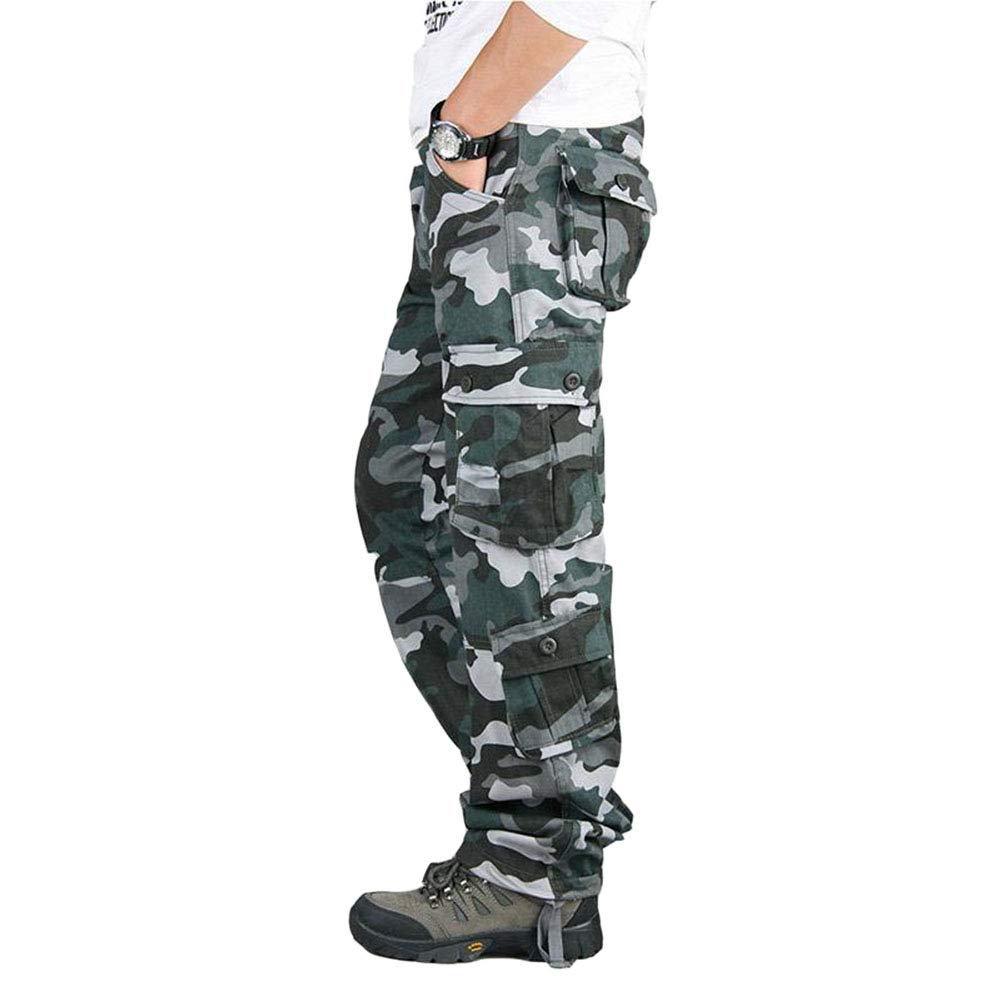 Youcai Men's Blue Camo Outdoor Scratch-Resistant Tactical Pants Jogging Hiking Cotton Cargo Trousers Multi Pocket Military Camo Combat Work Pants,,42