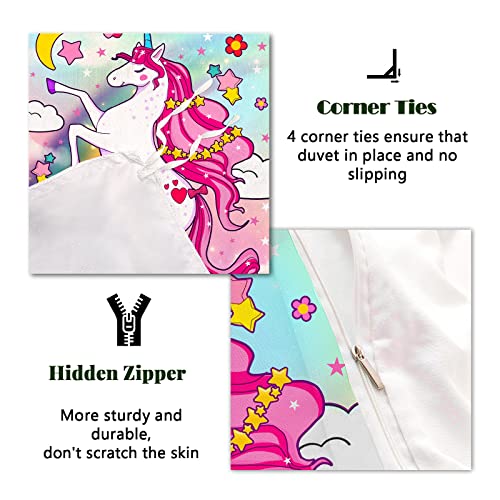 Owl Queen Unicorn Duvet Cover Twin, Unicorn Bedding Set For Teen, Girls And Women, Cute Cartoon Unicorn Printed Duvet Cover Set With 1 Duvet Cover And 1 Pillowcase, No Comforter #TOP4