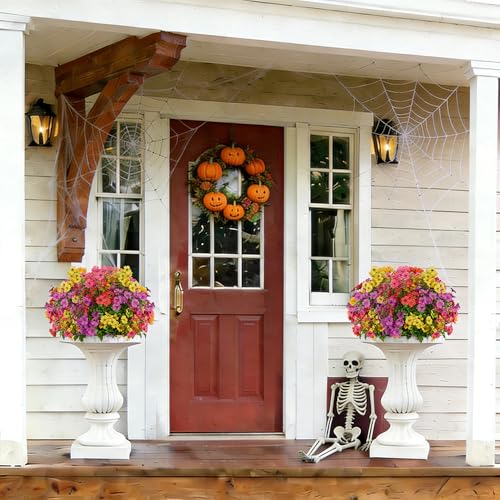 InnoGear Artificial Flowers for Outdoors Fake Silk Faux Plant 4 Hues 12 Pcs