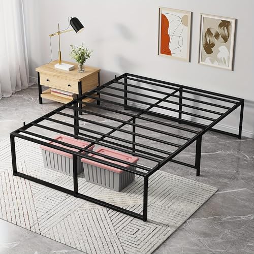 Metal Platform Bed Frame With Sturdy Steel Bed Slats, Mattress Foundation, No Box Spring, Needed Large Storage Space, Easy to Assemble, Non-Shaking and Non-Noise (Full)