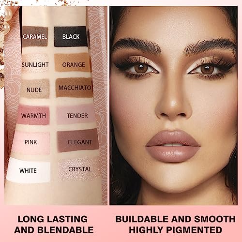 De'lanci Soft Pink Brown Eyeshadow Palette,12 Color Matte Shimmer Nudes Neutral Eyeshadow Palette For Natural Or Smoky Eye Look, Long Lasting Naked Shade For Women And Girls,Ultra-Blendable,Earth Tone #TOP2