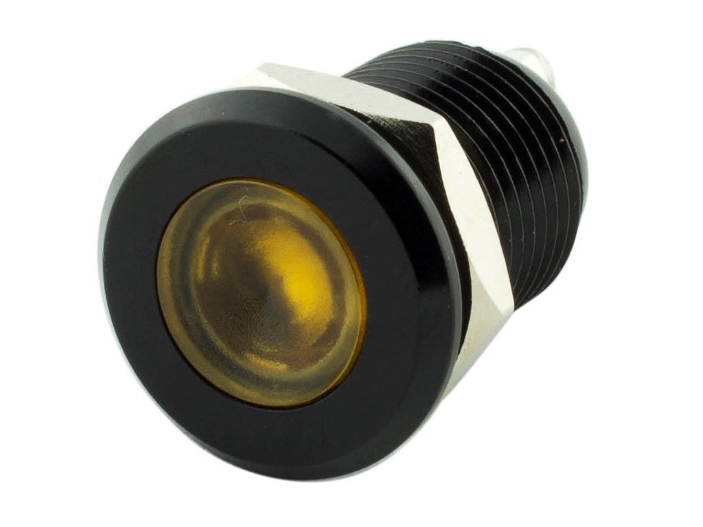 Alpinetech12mm 1/2" Amber 12V LED Metal Indicator Pilot Custom Dash Light Lamp