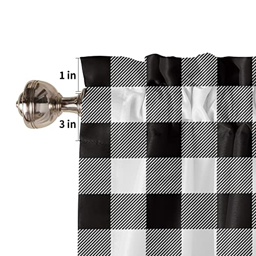 Buffalo Plaid Windows Valances Curtain White Black Buffalo Check Plaid Kitchen Valances Rod Pocket Home With Love Heart Window Treatment Short Topper Curtains For Kitchen Bathroom Living Room,54X18 In #TOP4
