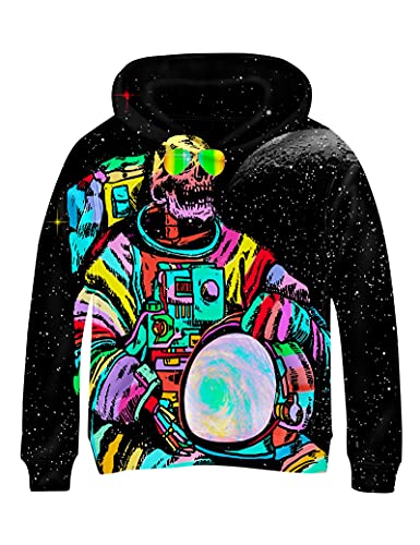 Linnhoy Camisolas com impressão digital 3D para meninos e meninas 6-15 anos, Verde 32