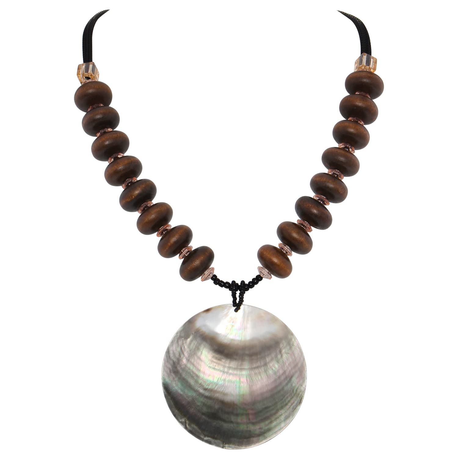 Coiris Layer Chunky Wood Beaded Necklace Exaggerated Statement Bead Collar Necklace Bib Necklaces