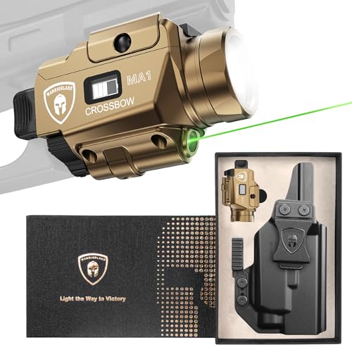 WARRIORLAND FDE MA1 800 Lumens Rail Mounted Universal Pistol Light, Combo Custom Holster for Glock 17/19 Gen 3-5 & Glock 34 Gen 4-5 & 18/19X/ 44/45 & MOS, Rechargeable | Screen Power Status