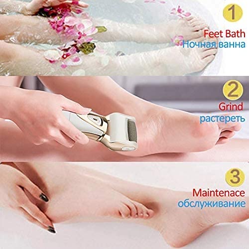 Removedor eléctrico de Callos para pies - Lima eléctrica para pies, Herramientas de pedicura con 2 Cabezales de Rodillos, lo Mejor para Pieles muertas secas y agrietadas