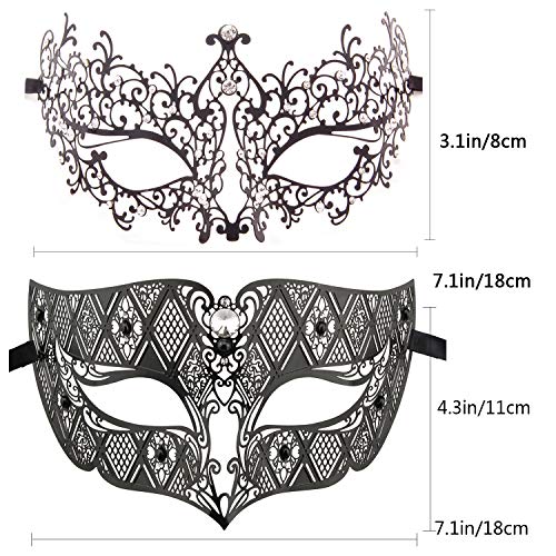 Image of Coddsmz Couples Venetian Masquerade Mask Set Luxury Style Princess Party Mask for Couples Women and Men Mardi Gras Masks