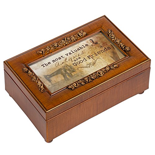 Cottage Garden Friends Most Valuable Antiques Woodgrain Embossed Jewelry Music Box Plays What Friends are for