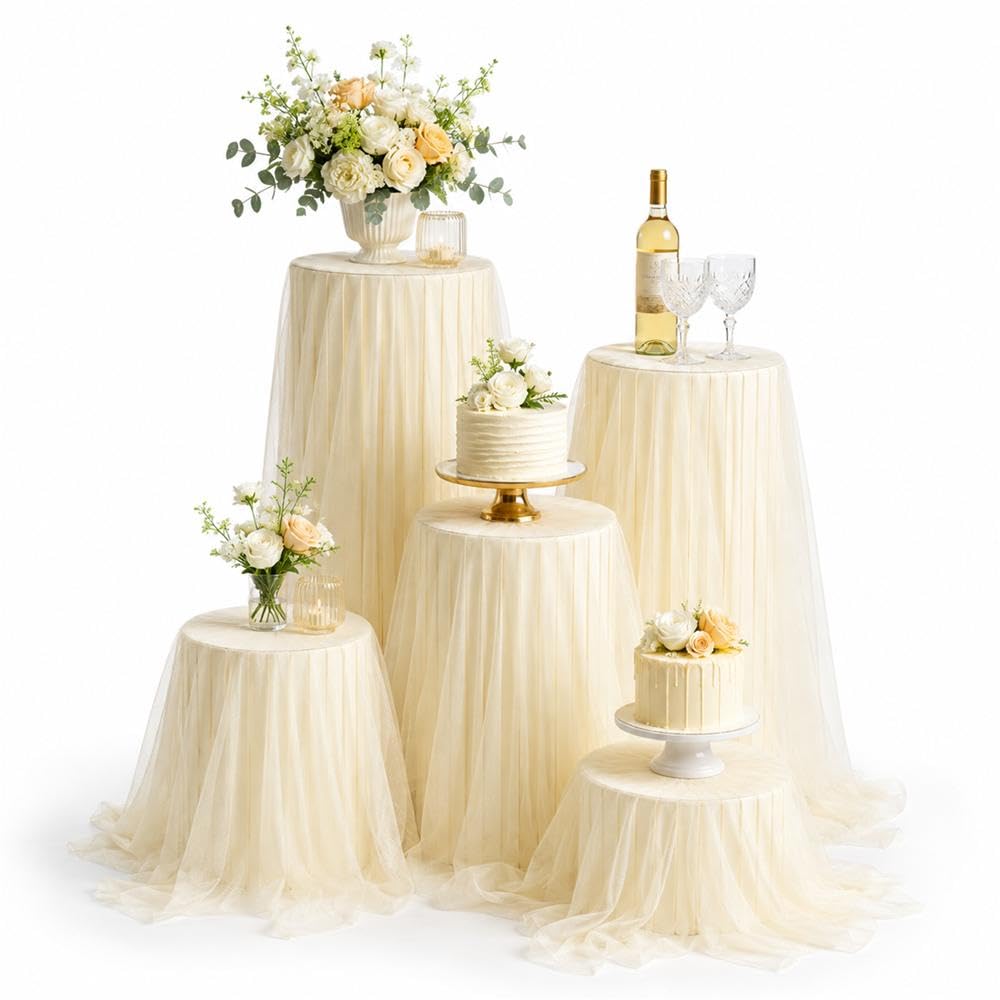 Lot de 5 supports cylindriques pour fête avec disque acrylique