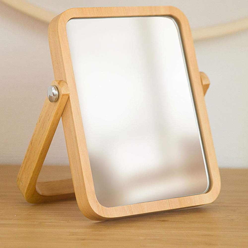 ZOROSY Specchio Da Trucco Rettangolare In Legno - 20x26.8cm - Piedistallo O Parete Per Camera Da Letto