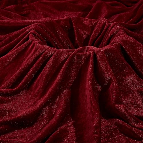 NBEADS 2 m Tejido de poliéster suave, 1,6 m Tejido de terciopelo al metro ligero y suave para ocio creativo Costura, Trajes Ropa y muebles, Rojo Oscuro
